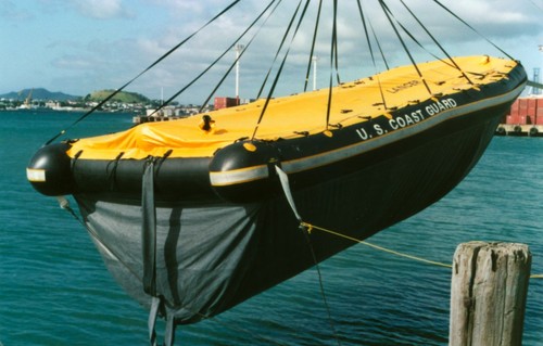 A Lancer oil recovery inflatable owned by US Coastguard, showing the below water volume © Lancer Industries. www.lancer.co.nz